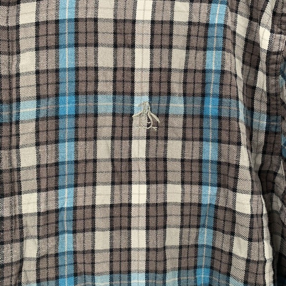 Penguin Classic Fit Blue Black Gray Madras Plaid Flannel Button‎ Shirt Mens Lg - Picture 4 of 9